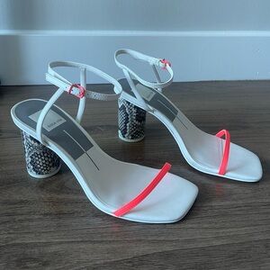 Dolce Vita Block Heel with Neon Orange and Snake Skin Detail